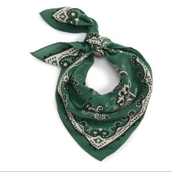 Madewell Accessories - Madewell | Green Silk Bandana